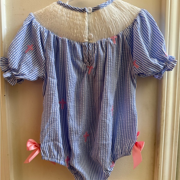 New Smocked He Is Risen Easter Bubble Romper - Picture 8 of 10